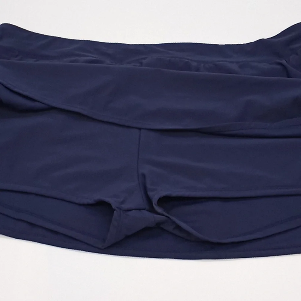 Swim Solutions Plus Size Zippered Pocket Swim Skort Navy Blue 20W